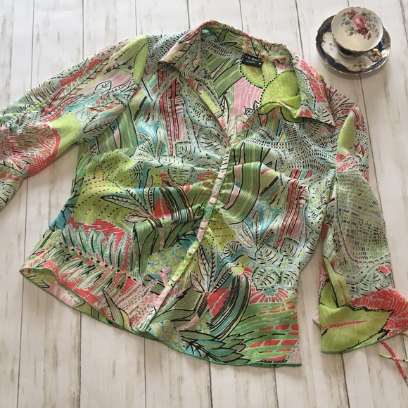 Tribal Tops - Tribal Blue, Green & Coral Print Top